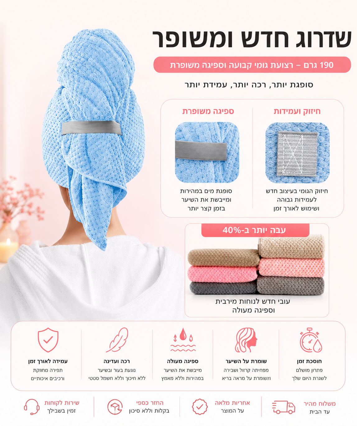 🌸 מגבת המיקרופייבר ששומרת על השיער שלך